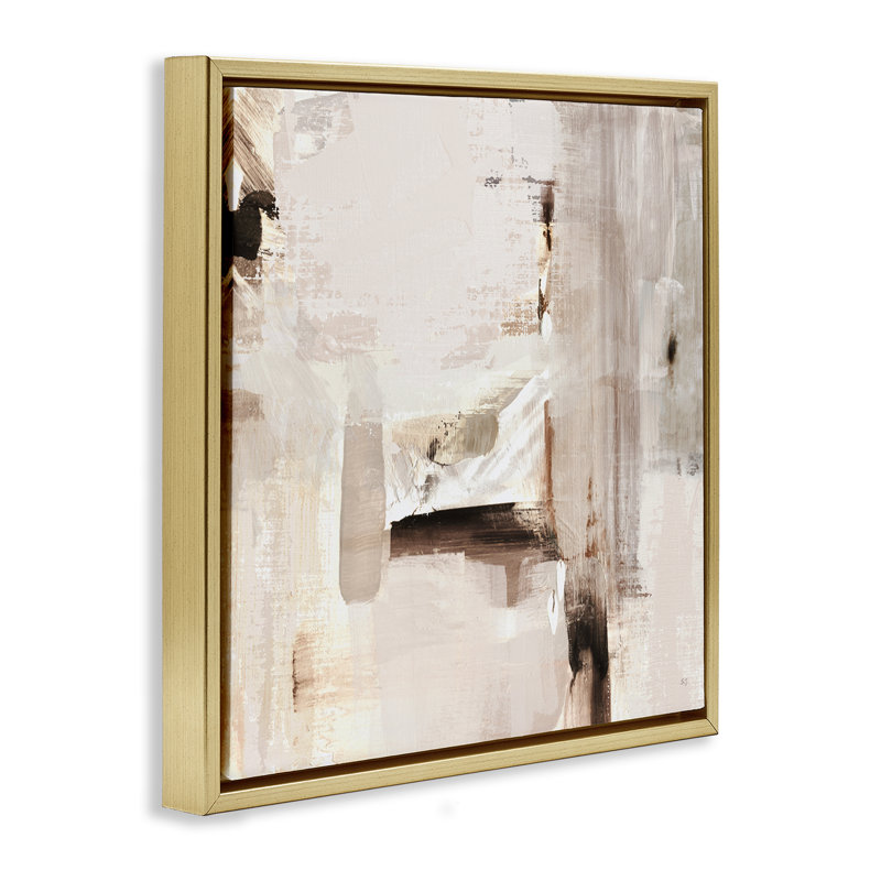  «Neutral Tone Abstraction», art mural encadré flottant par Susan Jill, H 25 po x l 25 po, Or