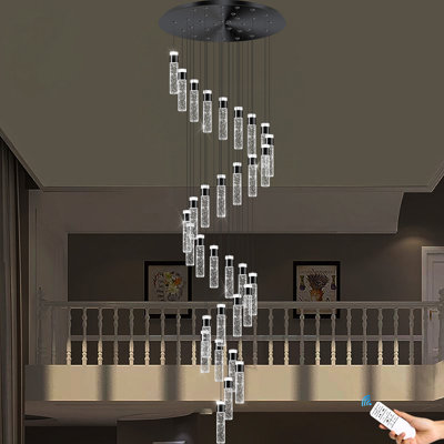 Luminaire suspendu cylindrique à DEL 32 lumières avec détails en cristal Valaya