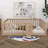 Full Size Platform Bed With Fence, Solid Wood Floor Bed Frame With Door, Elegant Design Daybed Frame-1175199184