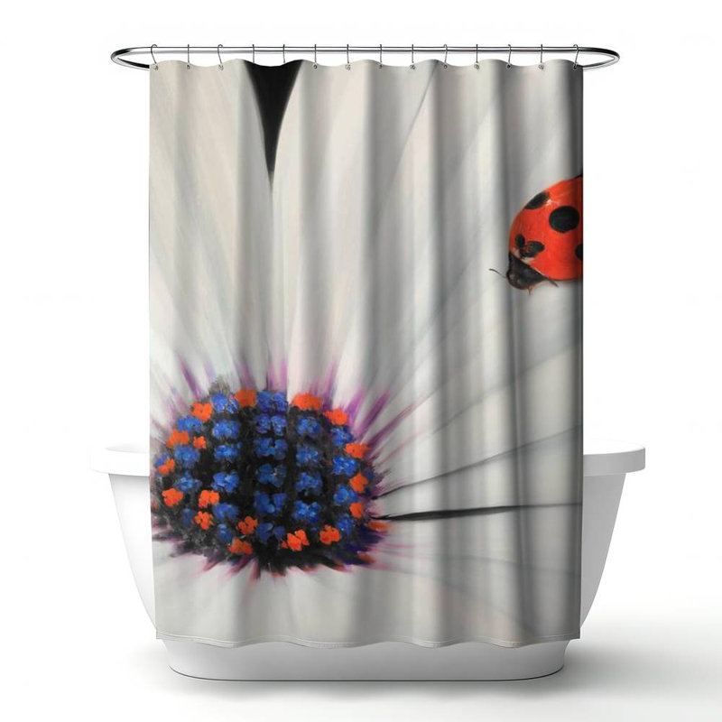 Floral – Polyester Shower Curtain, Dye Sublimation Print, 71" W × 74" L