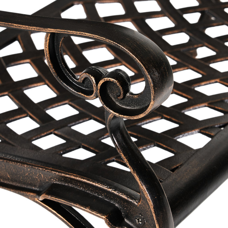 Banc en fonte d'aluminium, cuivre antique - idéal pour l'extérieur, pour deux personnes