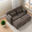 Canapés d'angle modulaires modernes, causeuse deux places en chenille marron avec 2 poufs