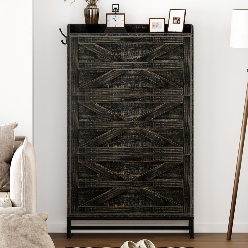 Organisateur de chaussures gris - peu encombrant pour armoire d'entrée avec attrait de style classique