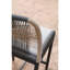 Tabourets de bar 2 pièces gris foncé foncé en osier et aluminium avec coussin pour patio et piscine