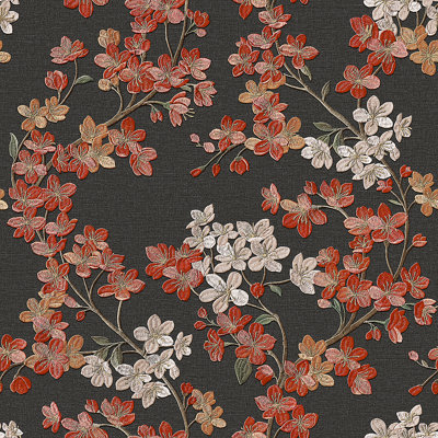 Embroidered Cherry Bloom Wallpaper