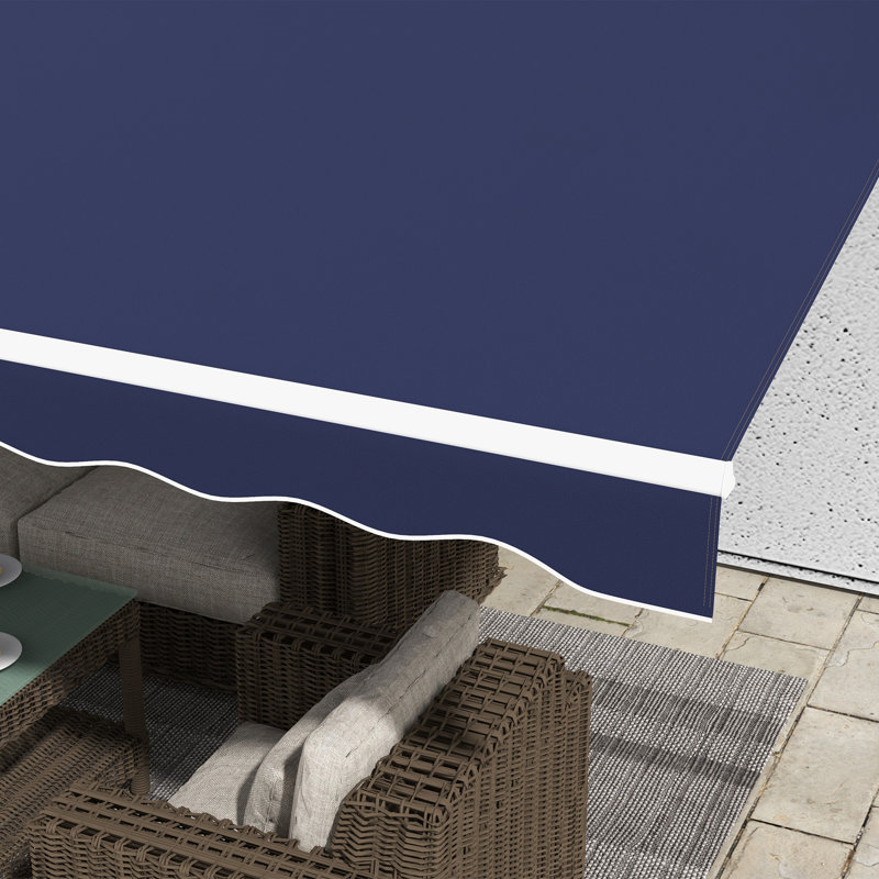 Auvent de patio électrique rétractable, abri pare-soleil 16 pi x 10 pi avec télécommande et manivelle pour terrasse, Bleu