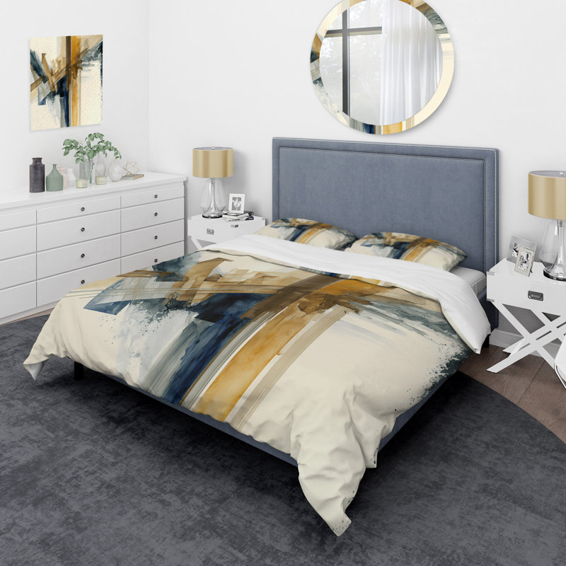 Modern Watercolor Abstract II - Ensemble de housse de couette en spirale moderne - Polyester en microfibre