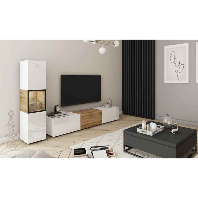 Unfinished Entertainment Centre for TVs up to 78", White/Brown Wood