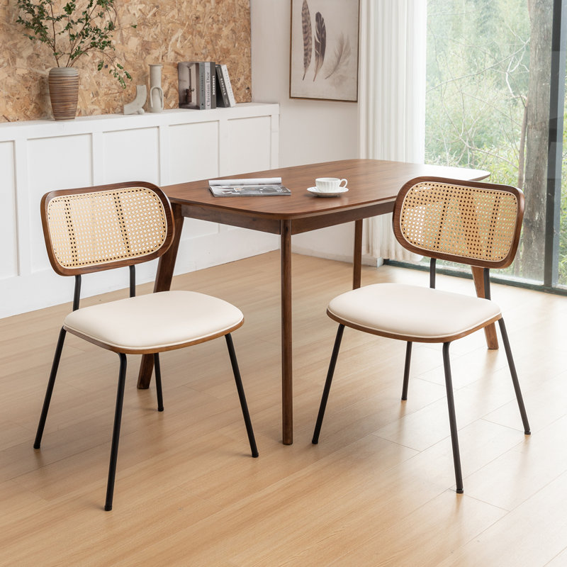 Bedran Vegan Leather Side Chair Dining Chair, Beige