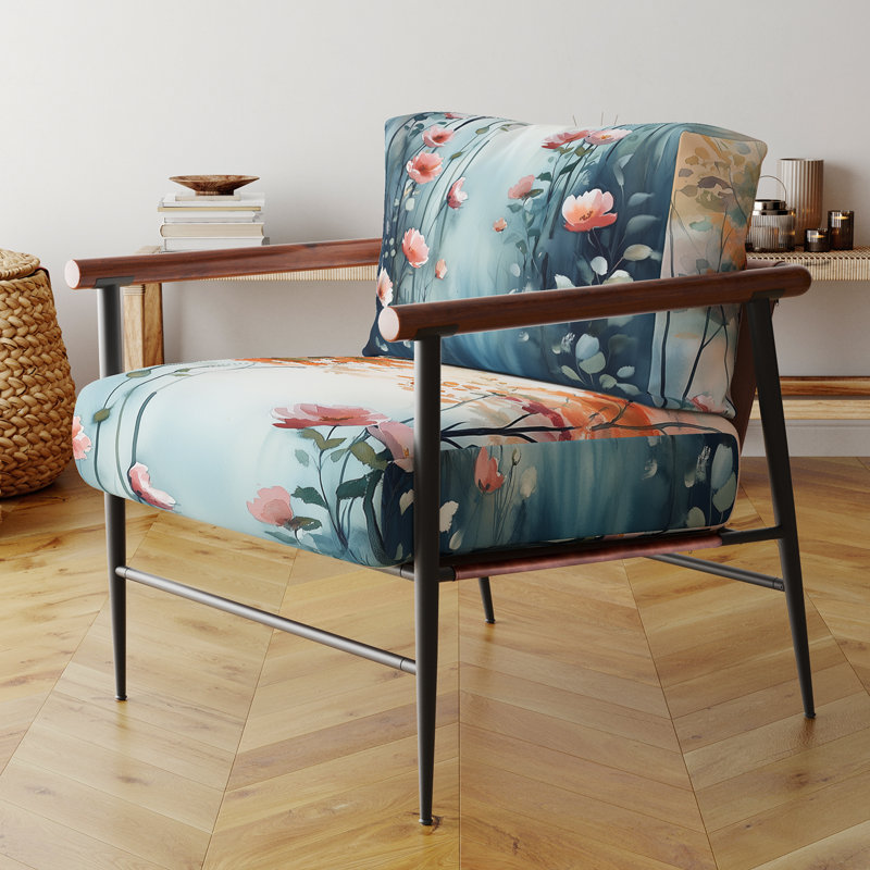 Chaise d'appoint Forest - fauteuil Delicate Spring Forest Blooms II, Brown Round Arms