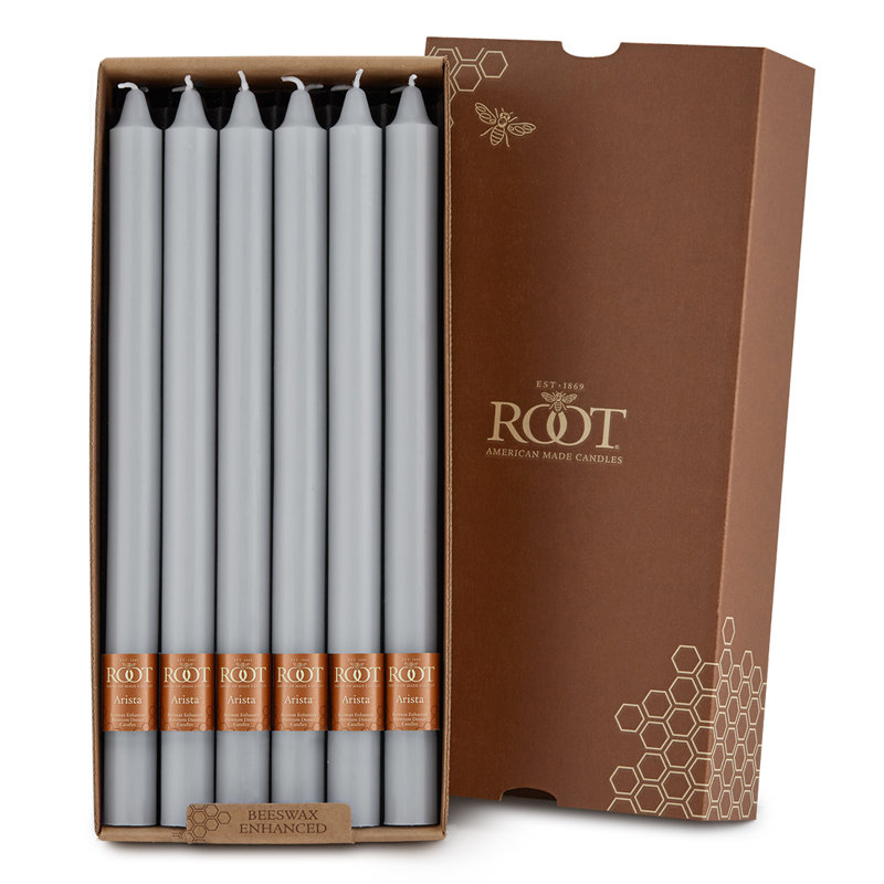Platinum Gray Beeswax Enhanced 12" Taper Candles Set