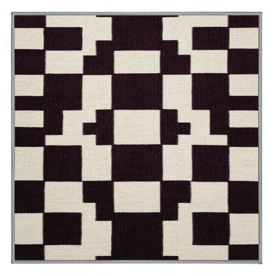 Machine Washable Checkered Brown Area Rug