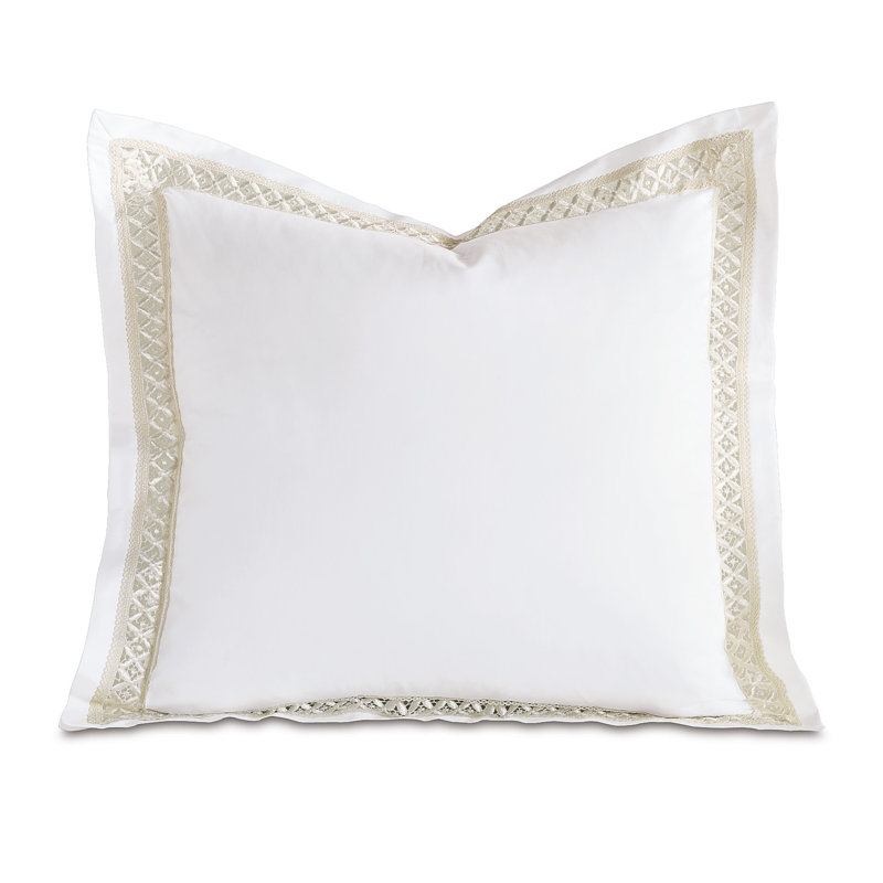 Juliet 100% Cotton Envelope Sham, Euro, White/Ivory
