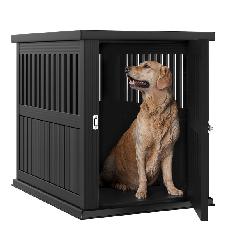Cage en plastique pour chien pour petits et moyens chiens avec loquet de porte et ventilation, Noir
