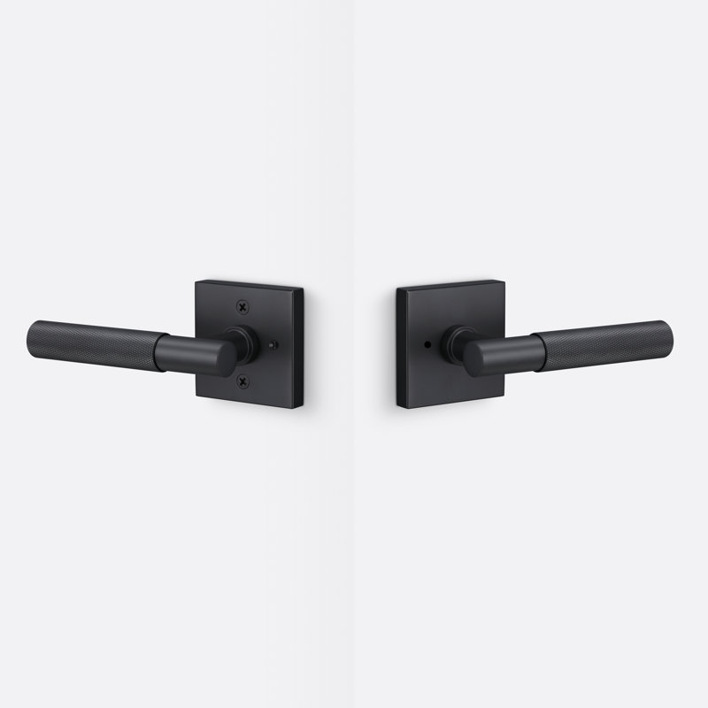Aspra Square Privacy Rosette, Knurled Grip, Flat Black