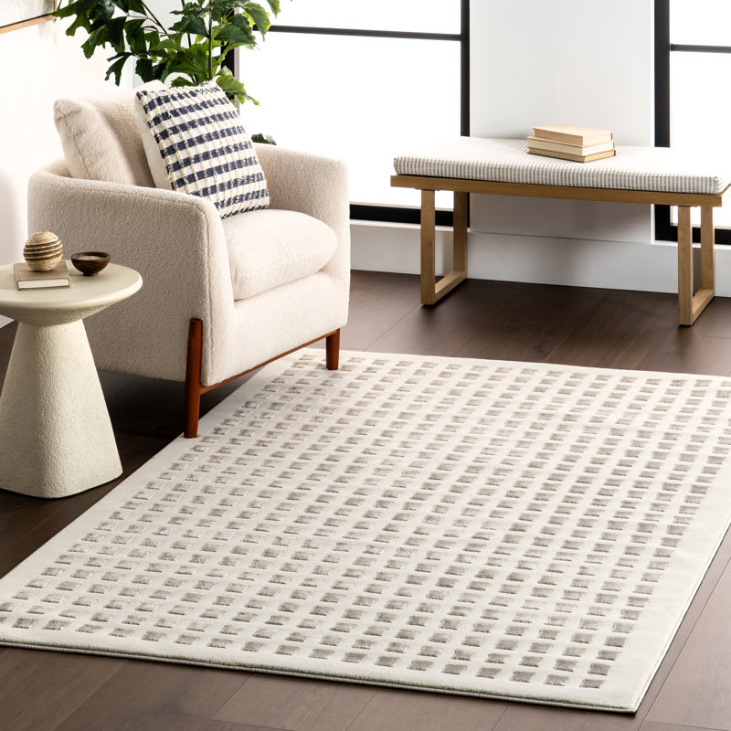 Tapis à carreaux lavable à la machine Daleyza, Rectangulaire 2 pi x 3 pi