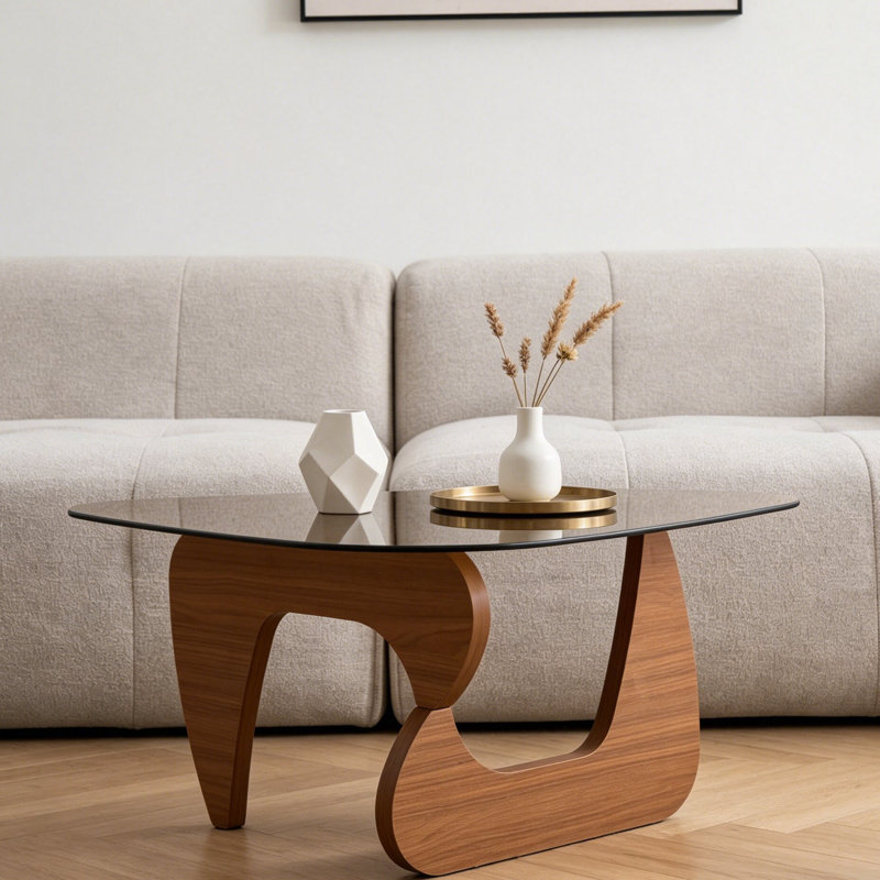 Century Modern Wood Center Table Small Farmhouse Coffee Table For Living Room, Brown, 15.74" H x 35.82" L x 25.59" W, Brown
