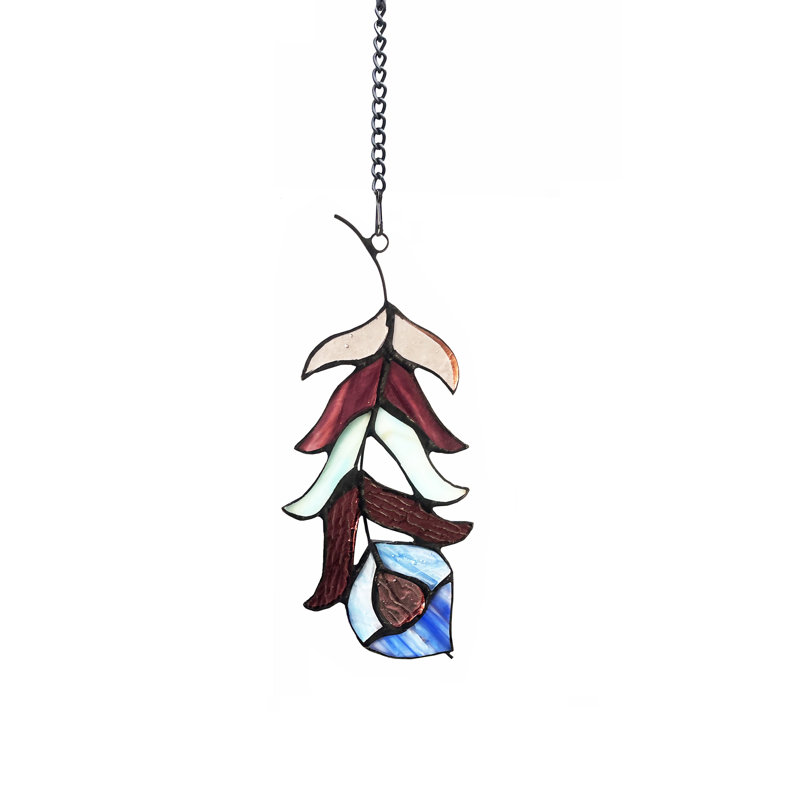 Panneau de vitrail Feather, Bleu / Brun