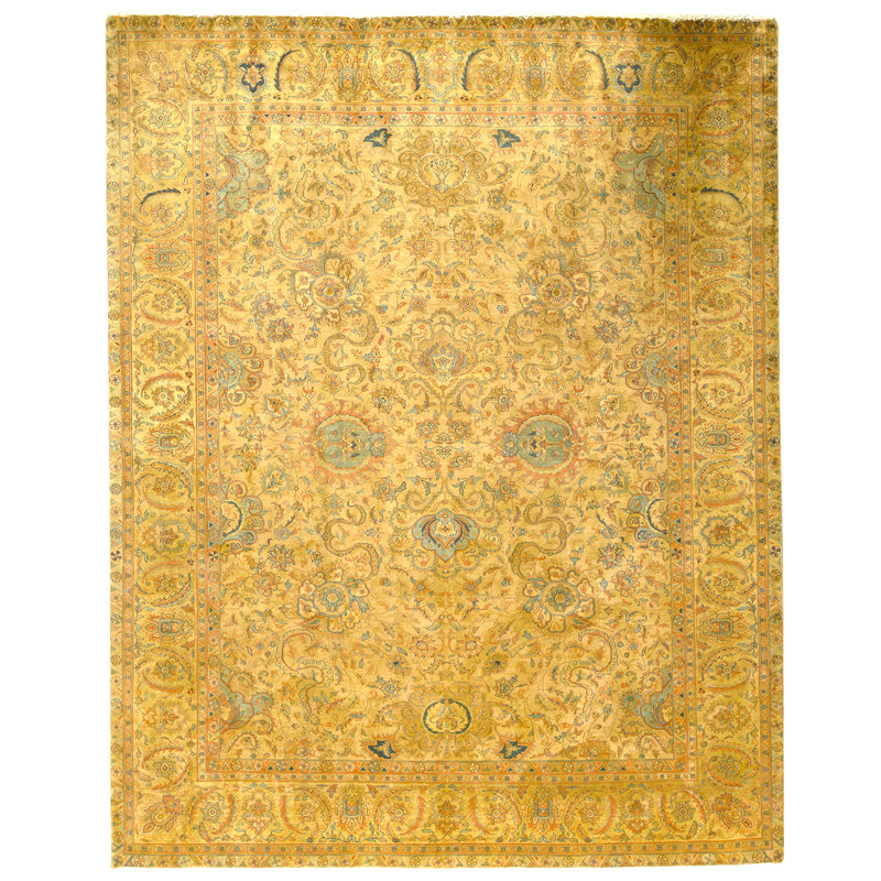 High-Quality Hand-Knotted Gold And Red Area Rug