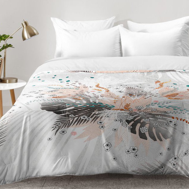 Iveta Abolina Modern & Contemporary Polyester Floral Comforter, King Comforter + 2 King Shams