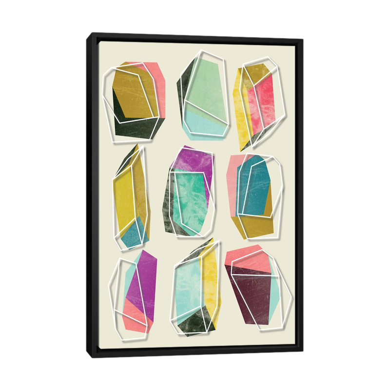 « colors » et « crystals », impression sur toile, H 26 po x l 18 po x P 1,5 po, Toile avec cadre noir, Pas de tapis