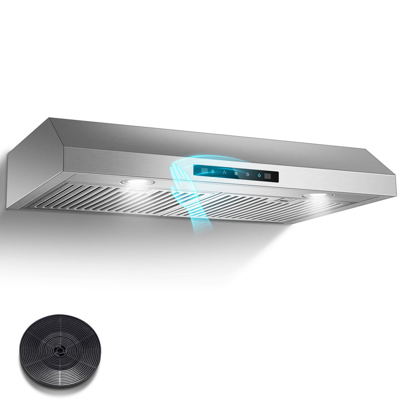 Hotte de cuisine en acier inoxydable sous le comptoir de 30 po avec filtre à charbon actif à 3 vitesses de 800 pi³ / min