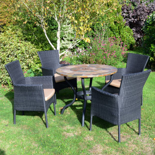 BAYFIELD FIREPIT 89cm Table with 4 STOCKHOLM Black Chairs Se