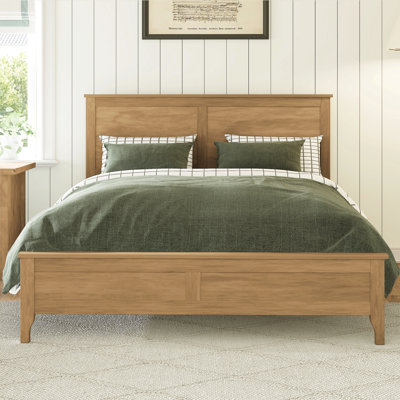 Modern Solid Wood Platform Bed With Sturdy Wooden Slats Support