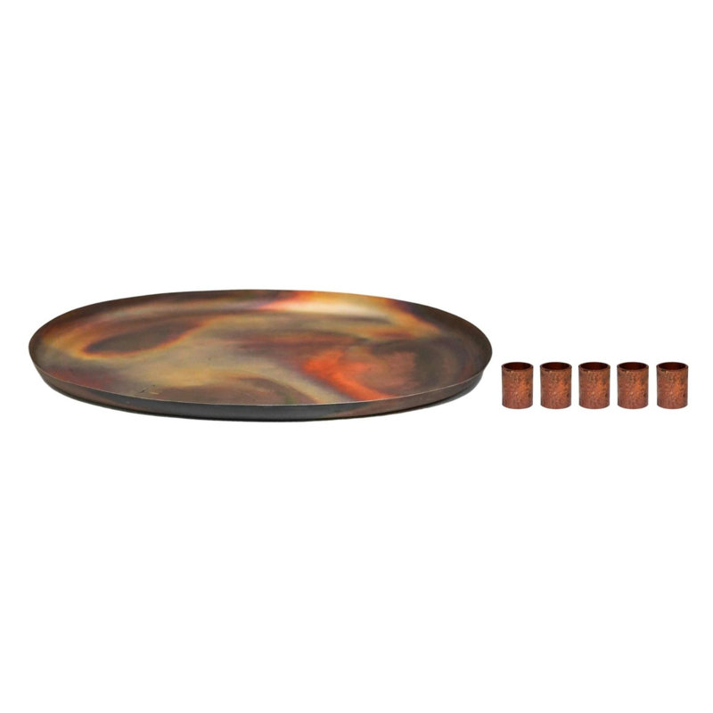 Oval Metal Candle Centrepiece, Copper