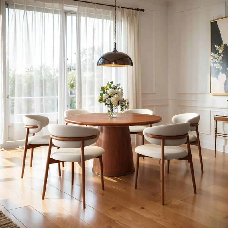 7- Piece Round Solid Wood Dining Set