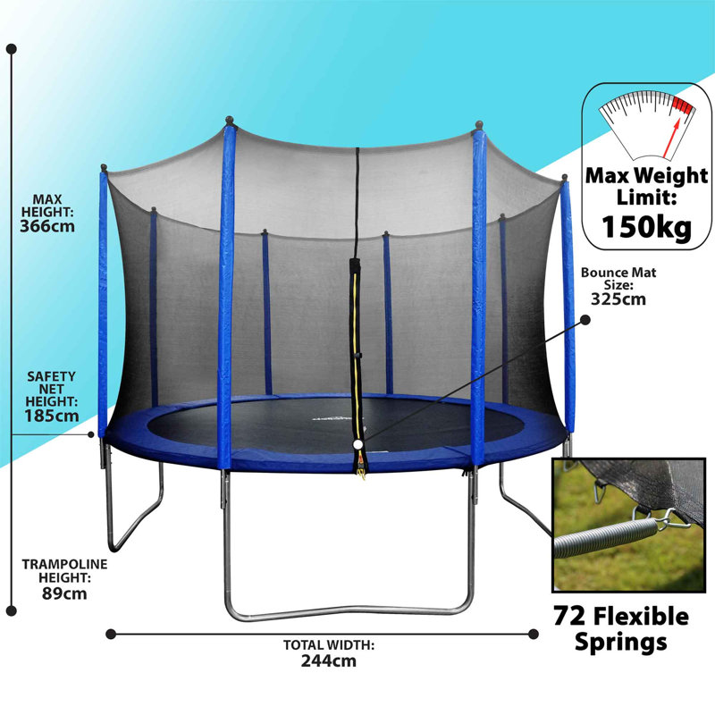 Dellonda 244cm Round Backyard Trampoline with Safety Enclosure
