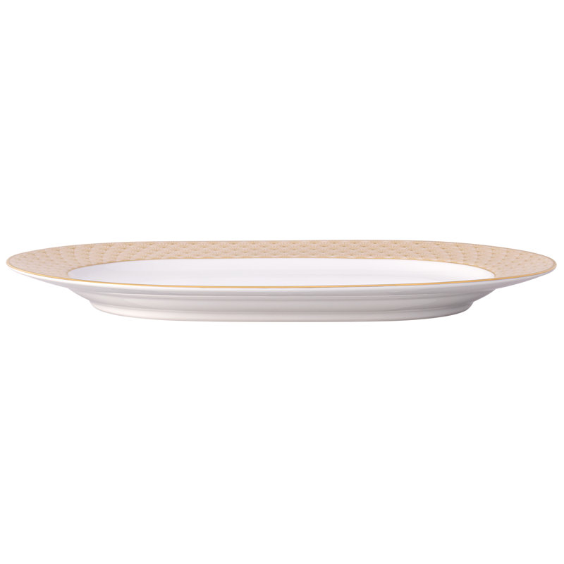 Plateau ovale doré Noritake Trocadero, 14 po, Doré, L 14 po x L 10 po x H 1,25 po