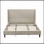 Lit tapissier de tête de lit haute, base de lit, support à 12 lattes, facile à assembler, beige, toile de lin, aucun sommier requis-2131932305
