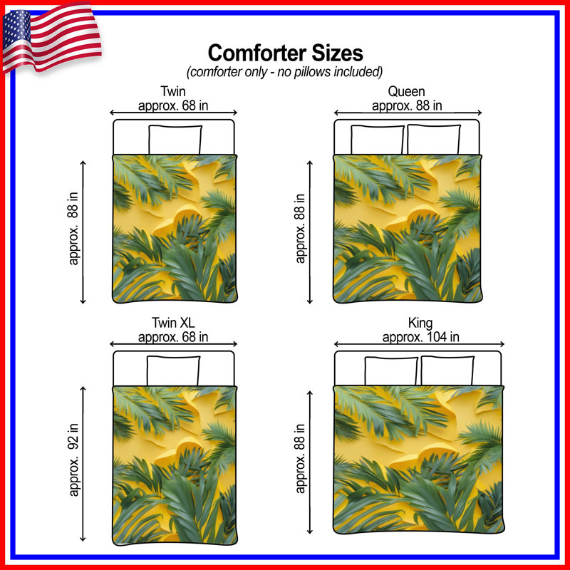 Green Palm Leaves Comforter, King