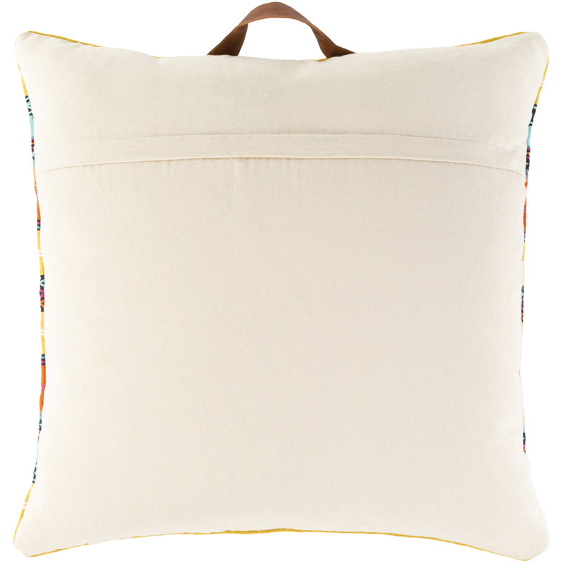 Striped Cotton Pillow Cover, Beige/Bright Yellow