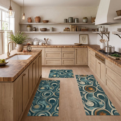 Wave Pattern Non-Slip Washable Kitchen Mats