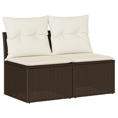 vidaXL Garden Sofa Set PE rattan Standard Adjustable Feet
