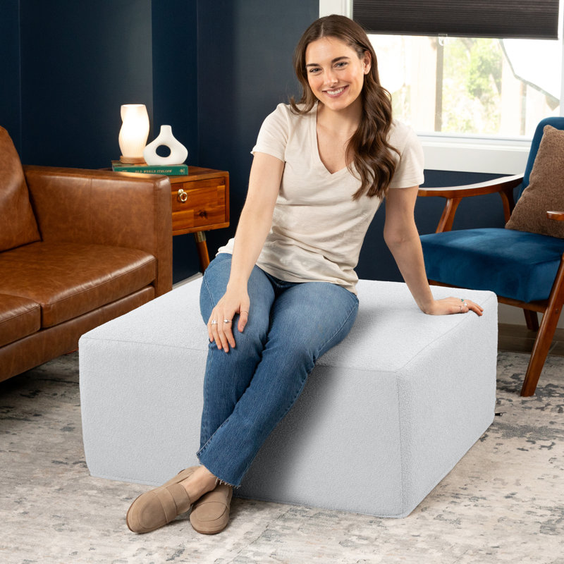 Repose-pieds surdimensionné Jaxx Fairlie Couch, Fausse fourrure blanche Boucle