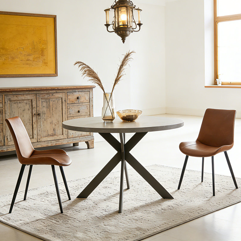 Ensemble de table ronde, Brun, 3 pièces: table, 2 chaises