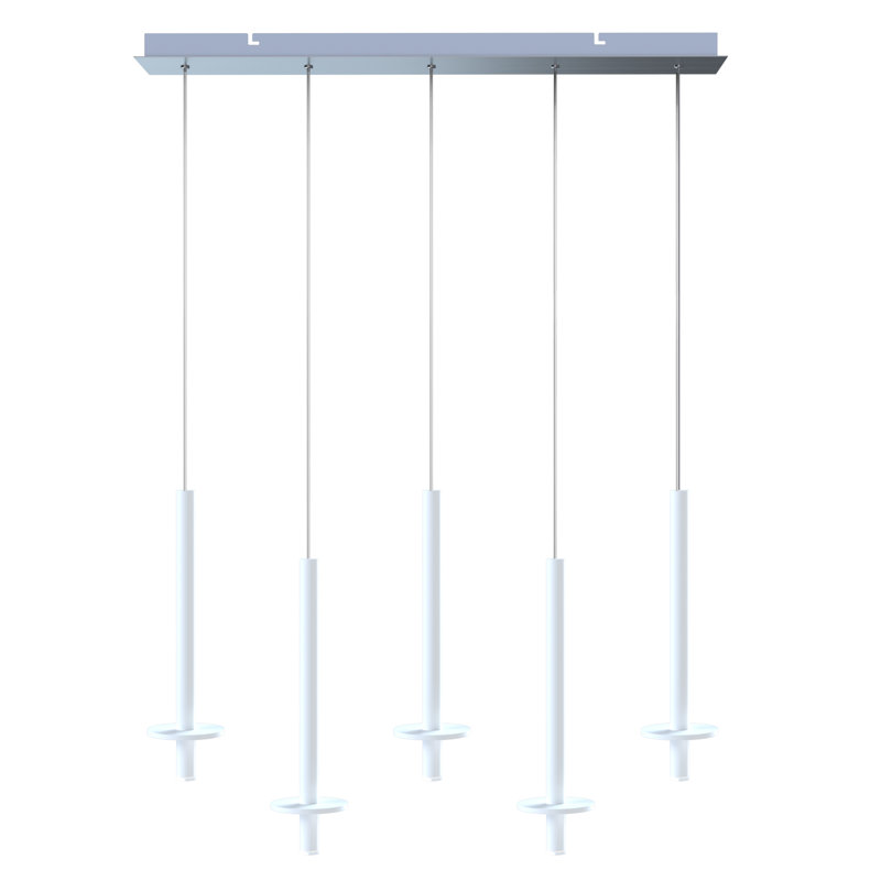 Luminaire suspendu géométrique à DEL 5 lumières Zakaryan, Blanc