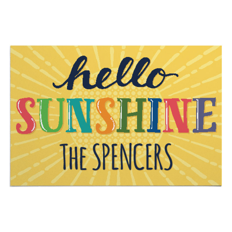 Tapis d'entrée antidérapant personnalisé Pendley Hello Sunshine 27 po x 18 po