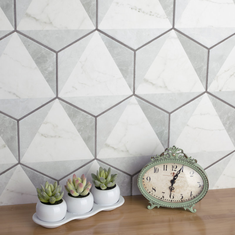 Classico Carrara 7" x 8" Porcelain Marble Look Wall & Floor Tile