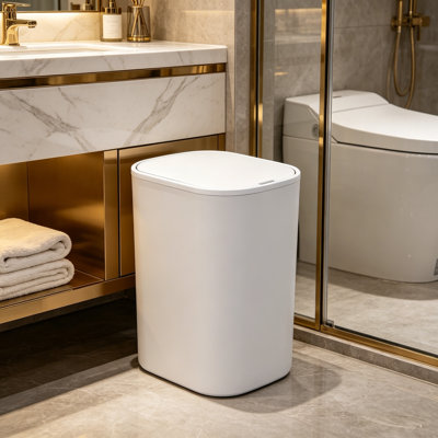 Poubelle en plastique avec couvercle - Design rabattable noir, scellant les odeurs - Bac de rangement pour le salon et la chambre à coucher