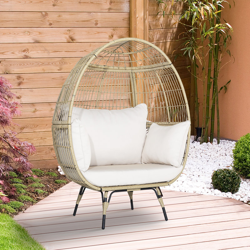 Chanakya Egg Chair with Stand, Brown/Beige