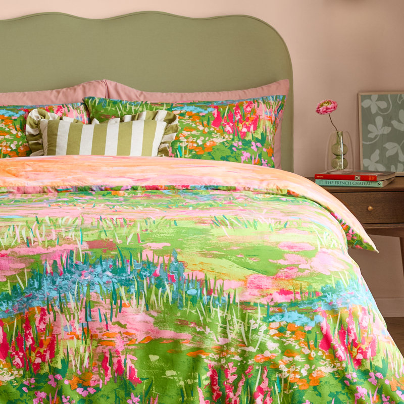 Meadow Cotton Blend Abstract Duvet Cover Set with Pillowcases Included, Super King Duvet Cover + 2 Standard Pillowcases