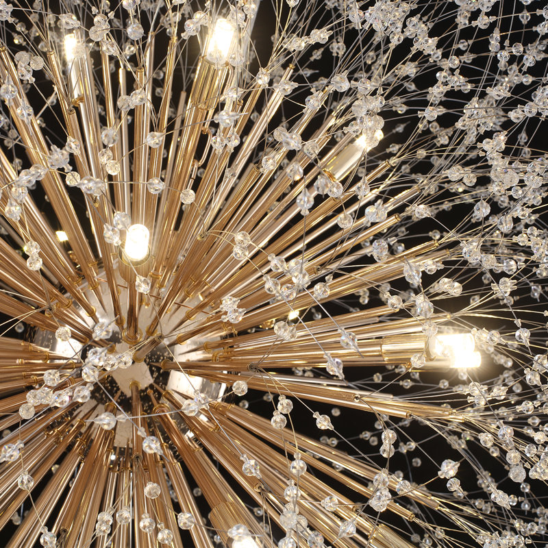 Large Dimmable Sputnik Sphere Firework Chandelier, Gold, 120.1cm H x 120.1cm W x 120.1cm D