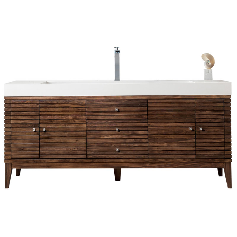 Sarin 72'' W Single Bathroom Vanity Base, Mid-Century Walnut