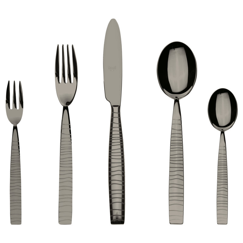Ensemble de couverts Tigre avec fourchettes à gâteaux - 30 pièces - Or noir, Or noir