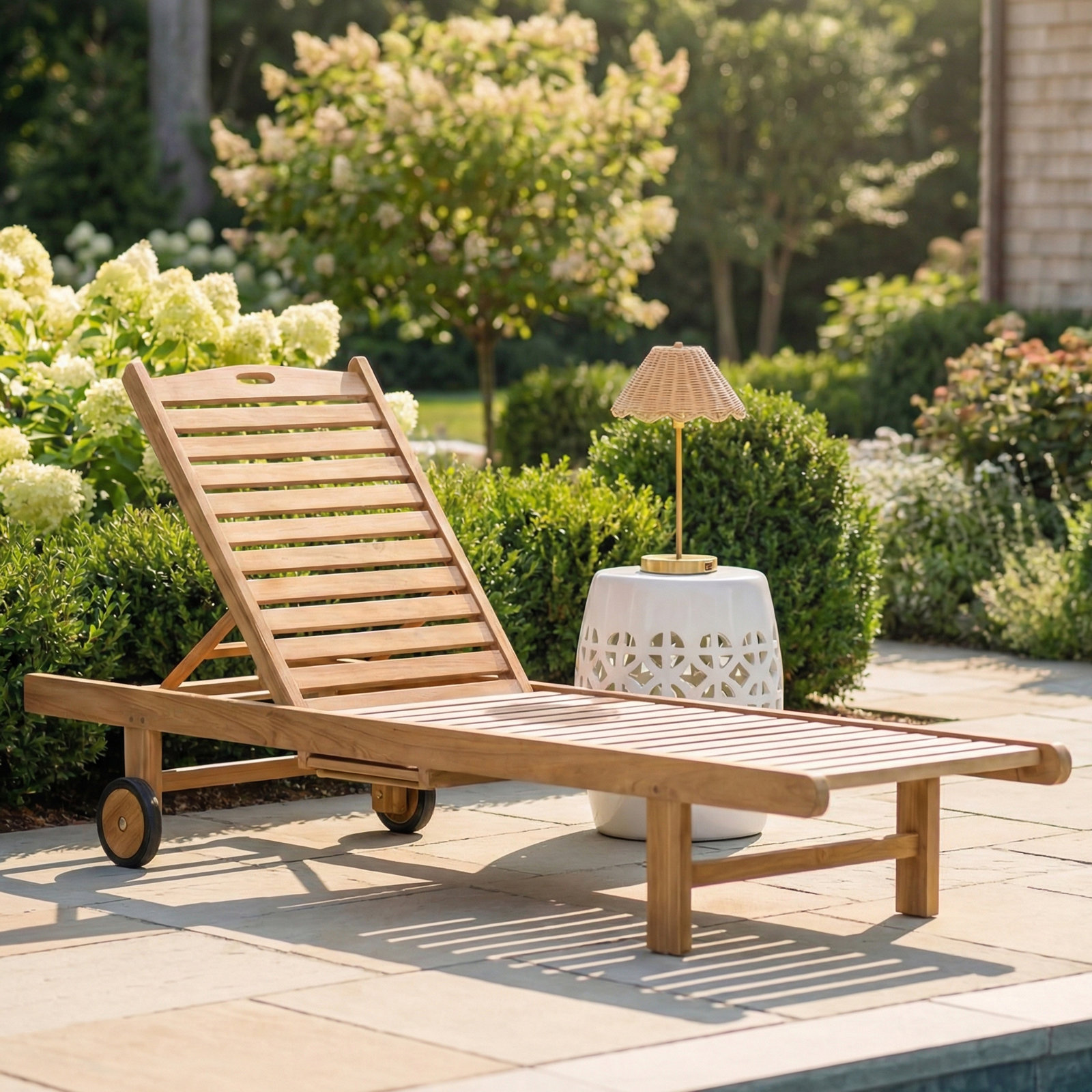 Andy 26" Teak Patio Chaise Lounge