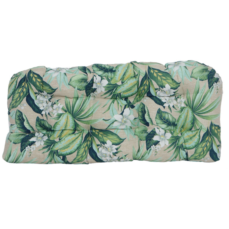 42-Inch By 19-Inch Rounded Back Loveseat Cushion, Tan/Green/Blue/Tahiti Breeze Floral